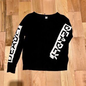 H&M Divided Black Deadly Crew Neck Sweater: Size S